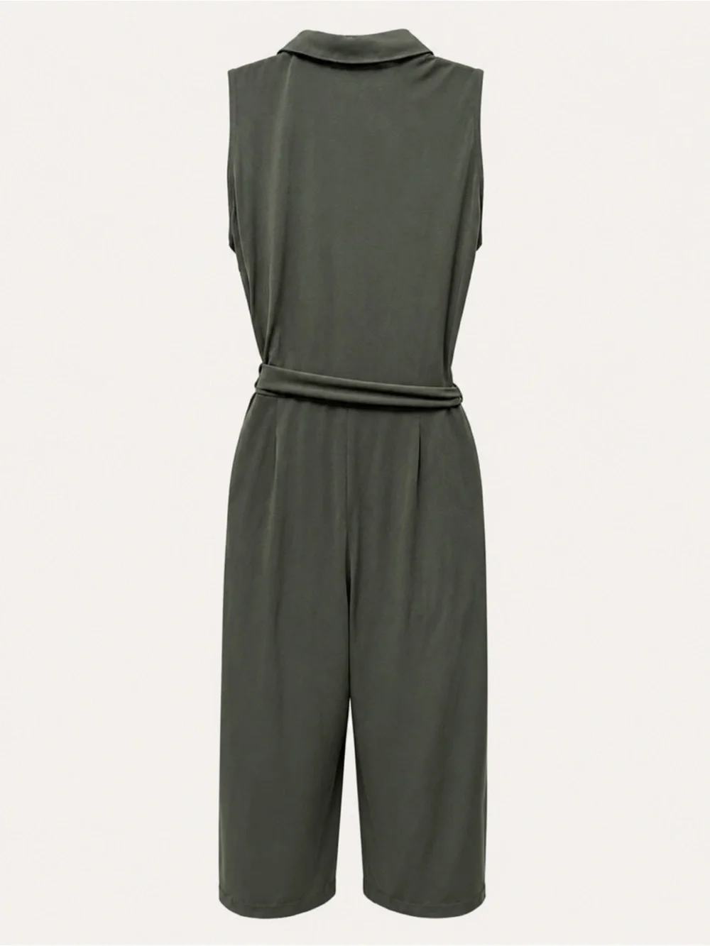 Michael Kors Sleeveless Utility Jumpsuit in Olive Green with Gold Hardware Large